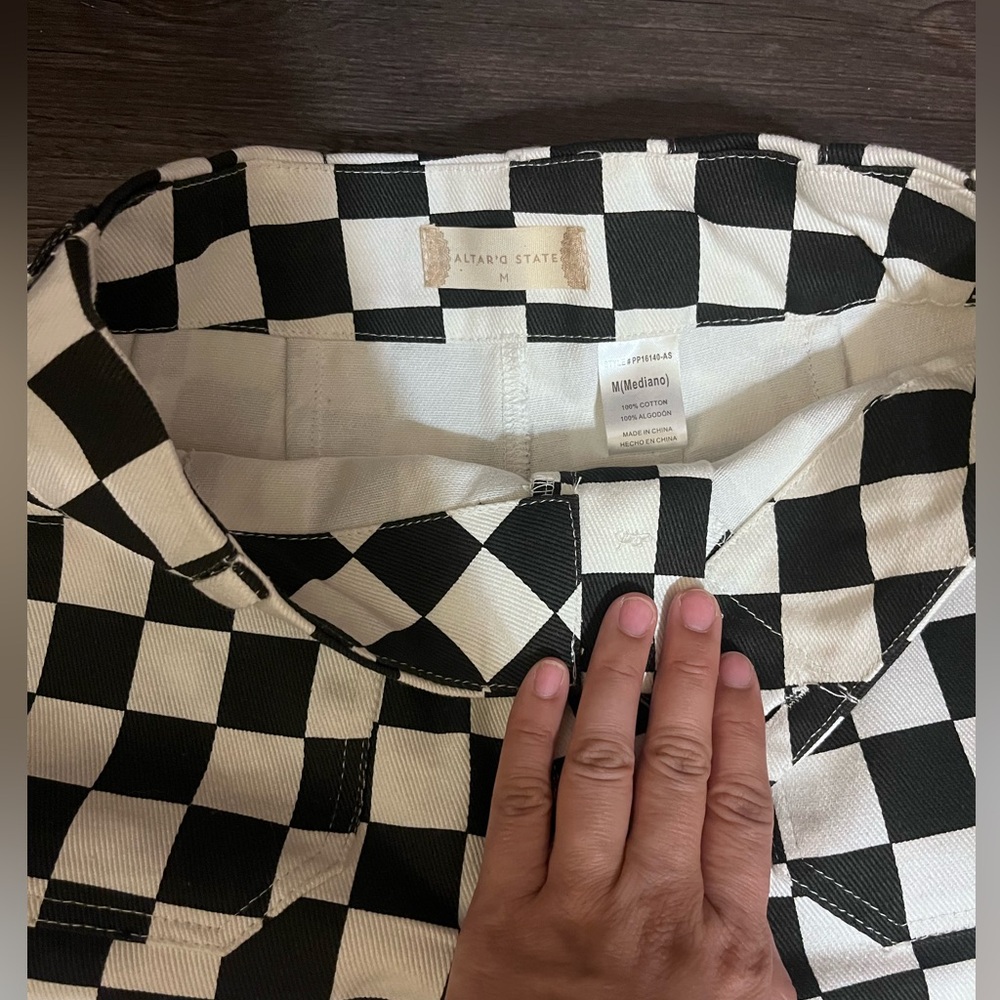 High-Waisted Checked Print Pant